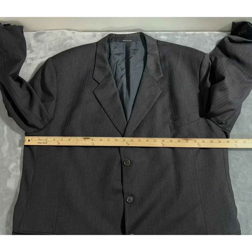 Armani‎ Collezioni Suit Jacket Mens 56L Dark Gray 3 Button Blazer Italy Wool